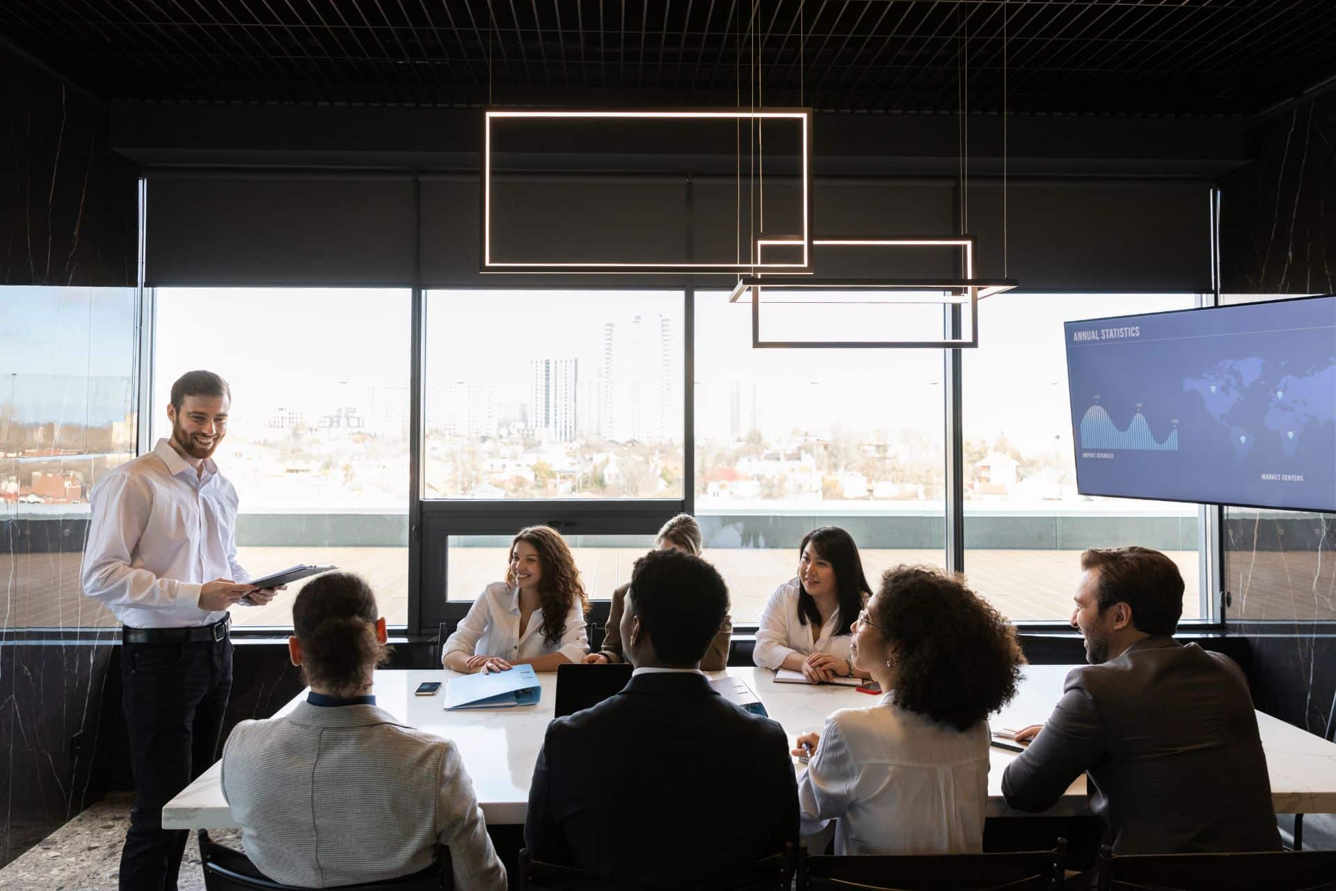 wireless presentation system being used in boardroom